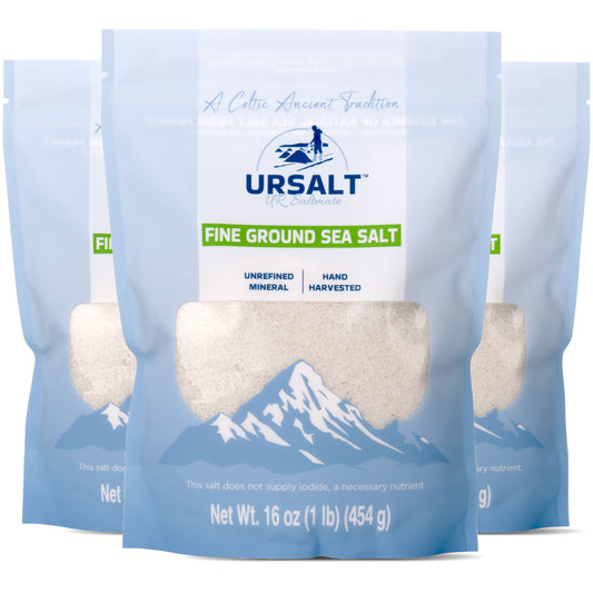 [3 - Pack] Fine Ground French Sea Salt - Unrefined, Unprocessed & 100% Natural (1lb / 454g)