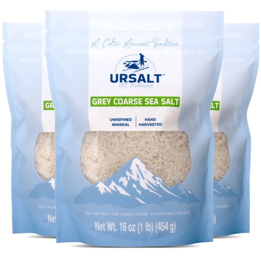 [3 - Pack] Grey Coarse French Sea Salt - Unrefined, Unprocessed & 100% Natural (1lb / 454g)