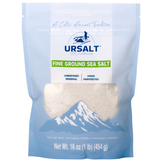 URSALT Celtic Fine Ground Sea Salt - Unrefined & 100% Natural (1lb / 454g)