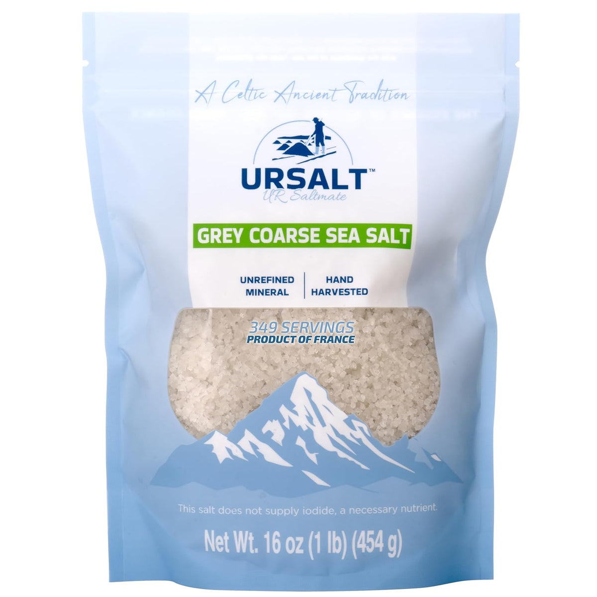 Grey Coarse French Sea Salt - Unrefined, Unprocessed & 100% Natural (1lb / 454g)